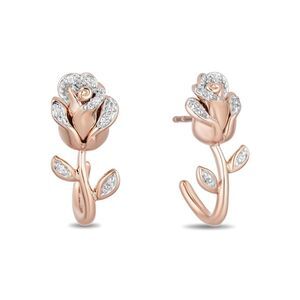 14k Disney Belle Rose Earrings Beauty and the Beast